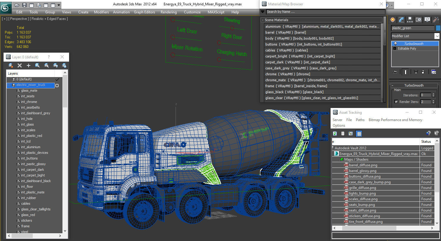 Energya E9 Truck Hybrid Mixer Rigged 3D model_30