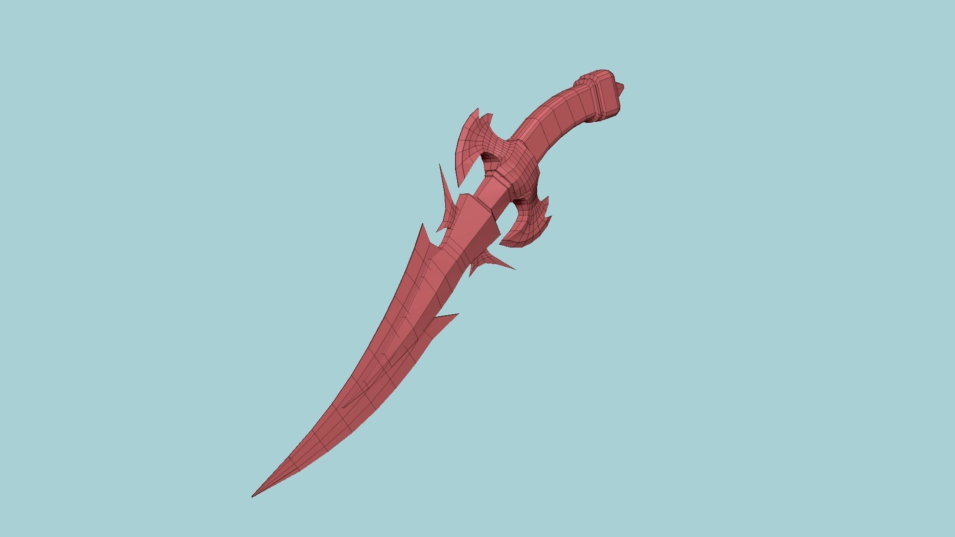 Medieval Dagger 07 Red Elemental - Fantasy Character Weapon Low-poly 3D model_5
