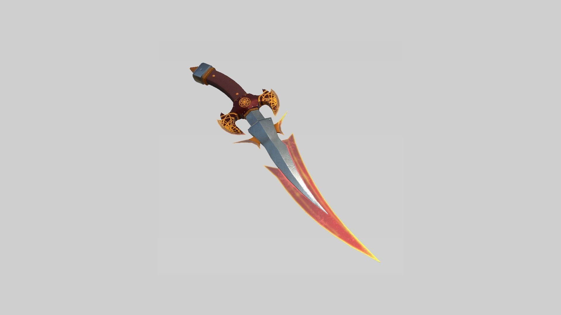 Medieval Dagger 07 Red Elemental - Fantasy Character Weapon Low-poly 3D model_1