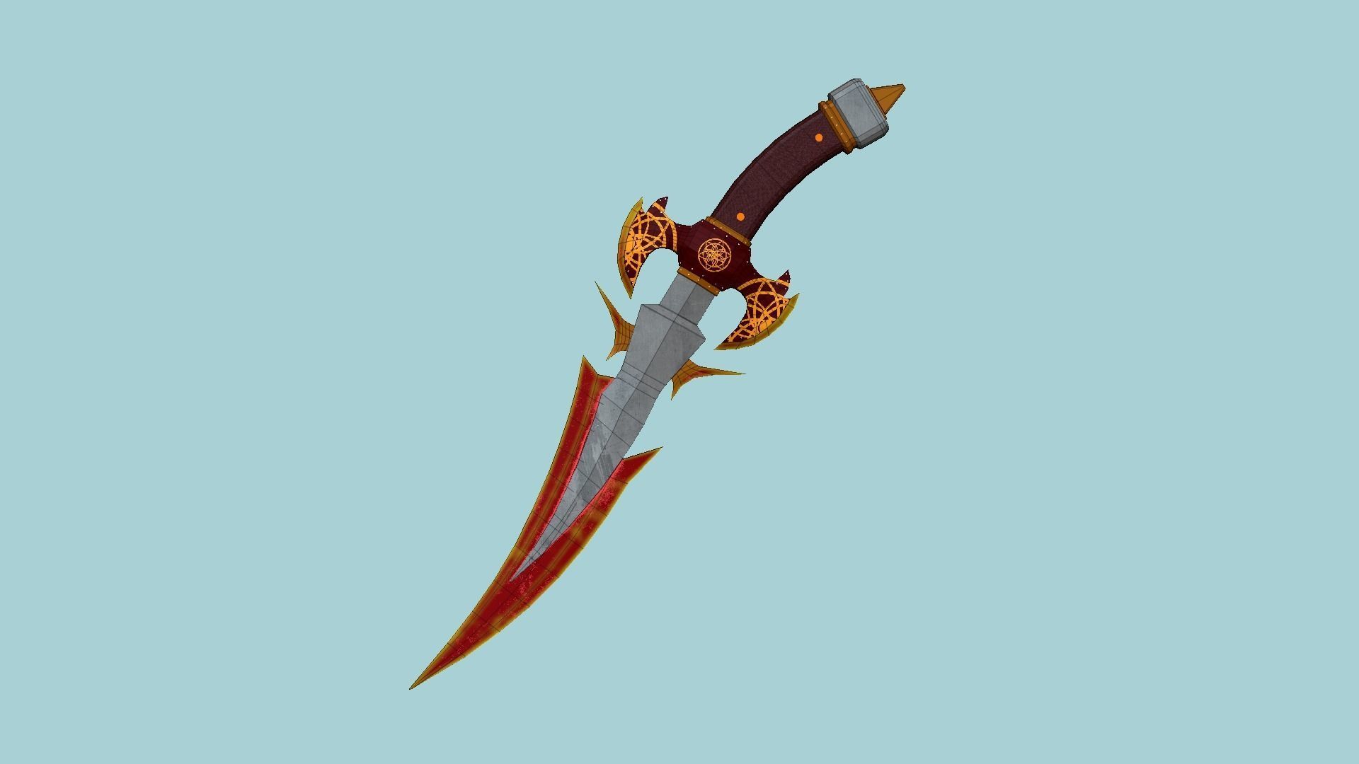 Medieval Dagger 07 Red Elemental - Fantasy Character Weapon Low-poly 3D model_8