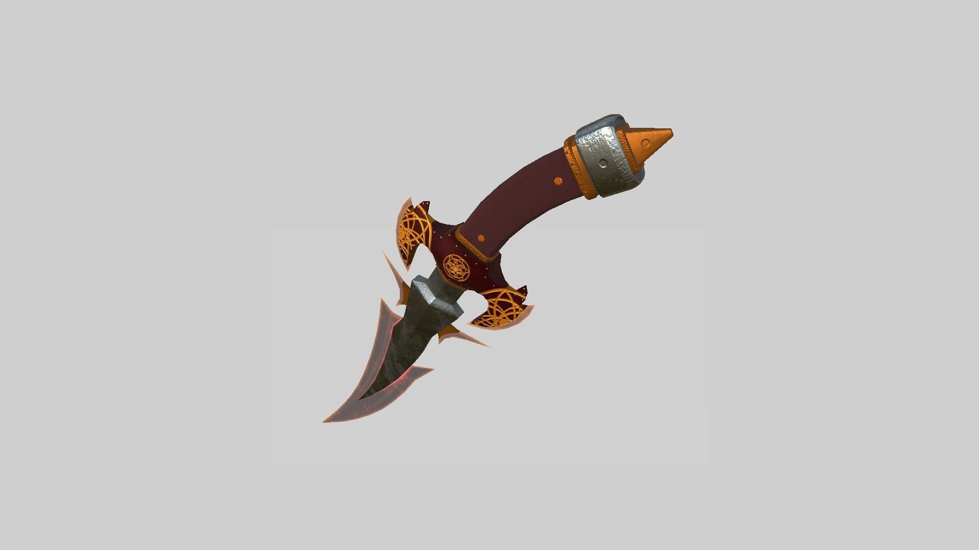 Medieval Dagger 07 Red Elemental - Fantasy Character Weapon Low-poly 3D model_2