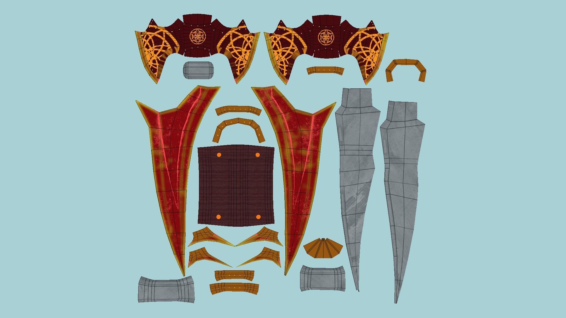 Medieval Dagger 07 Red Elemental - Fantasy Character Weapon Low-poly 3D model_9