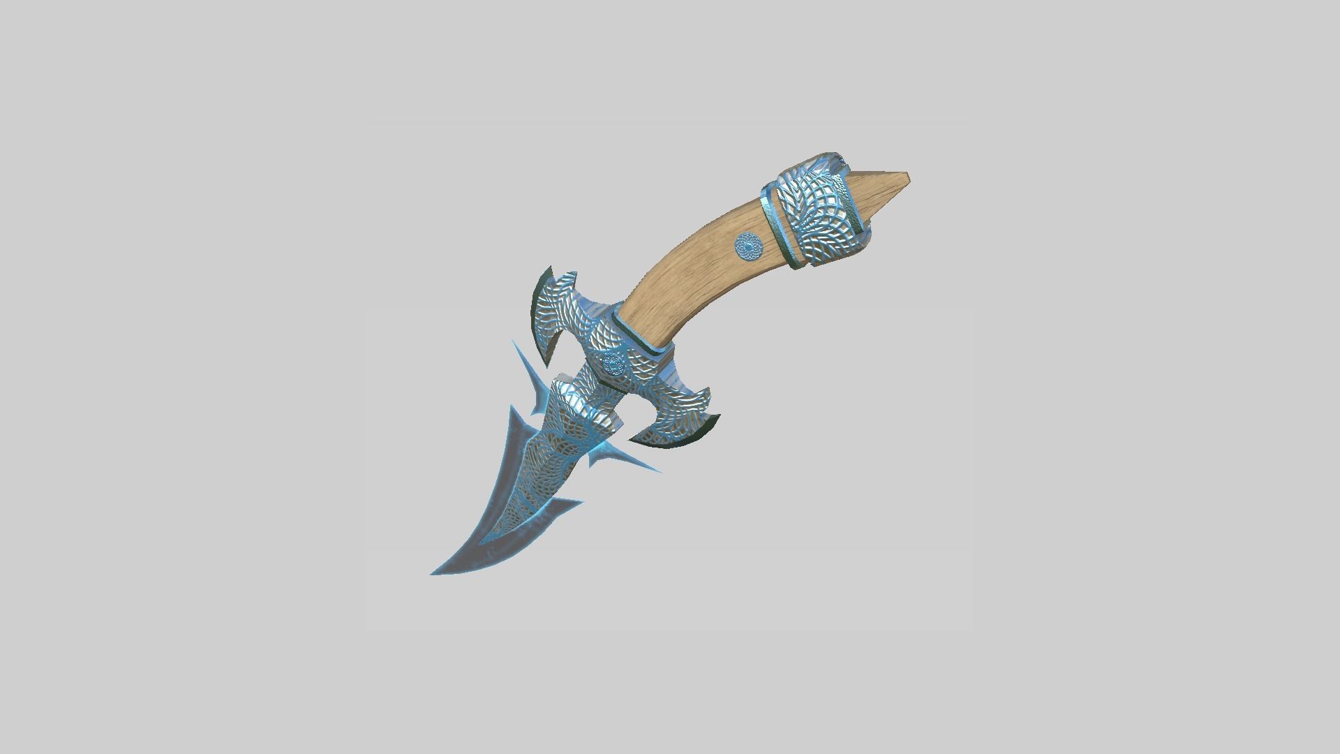 Medieval Dagger 08 Blue Elemental - Fantasy Character Weapon Low-poly 3D model_4