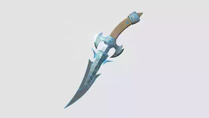 Medieval Dagger 08 Blue Elemental - Fantasy Character Weapon