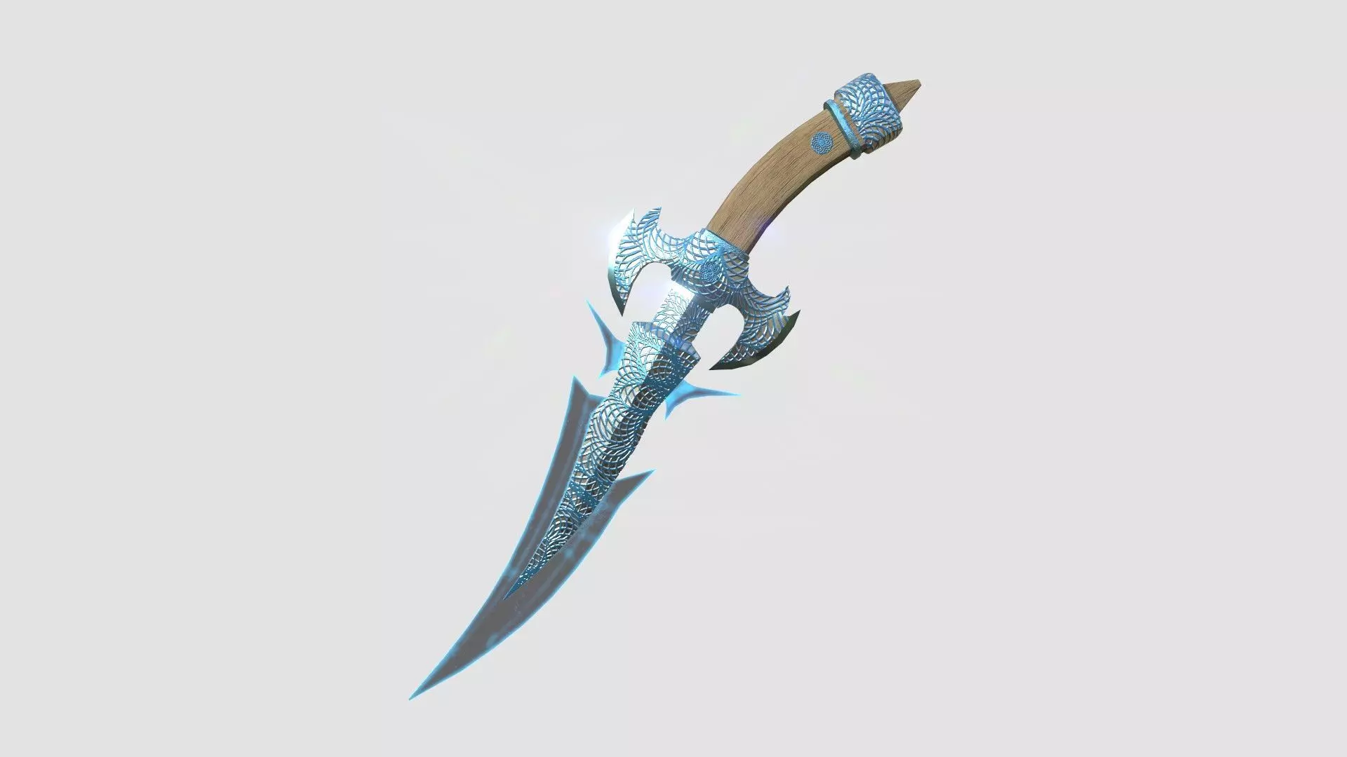 Medieval Dagger 08 Blue Elemental - Fantasy Character Weapon Low-poly 3D model_0