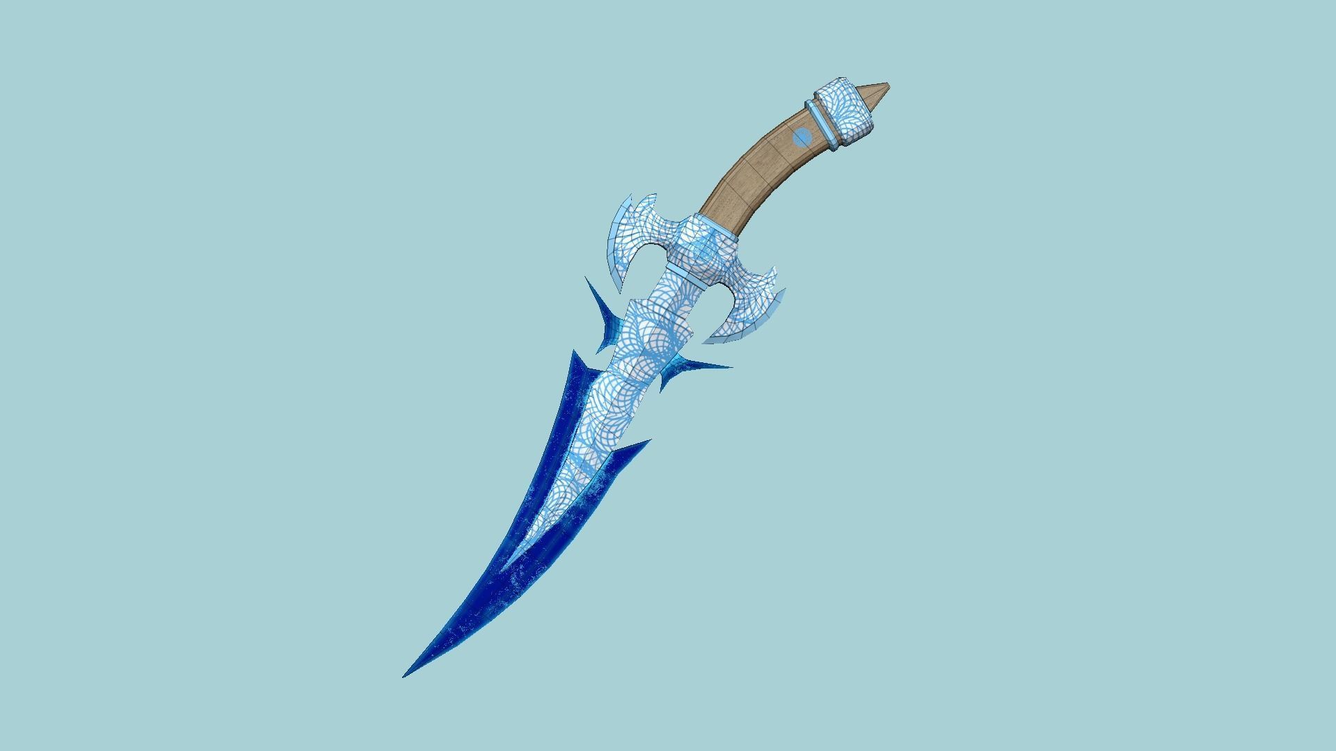 Medieval Dagger 08 Blue Elemental - Fantasy Character Weapon Low-poly 3D model_5