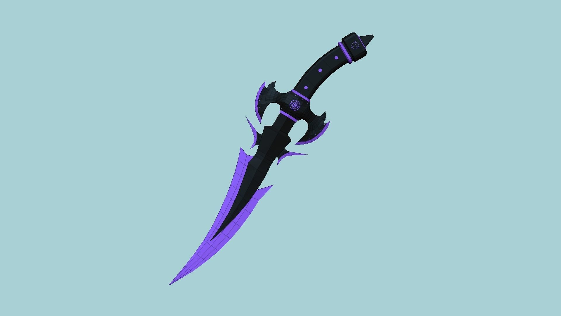 Medieval Dagger 09 Cartoon Purple - Fantasy Character Weapon Low-poly 3D model_6