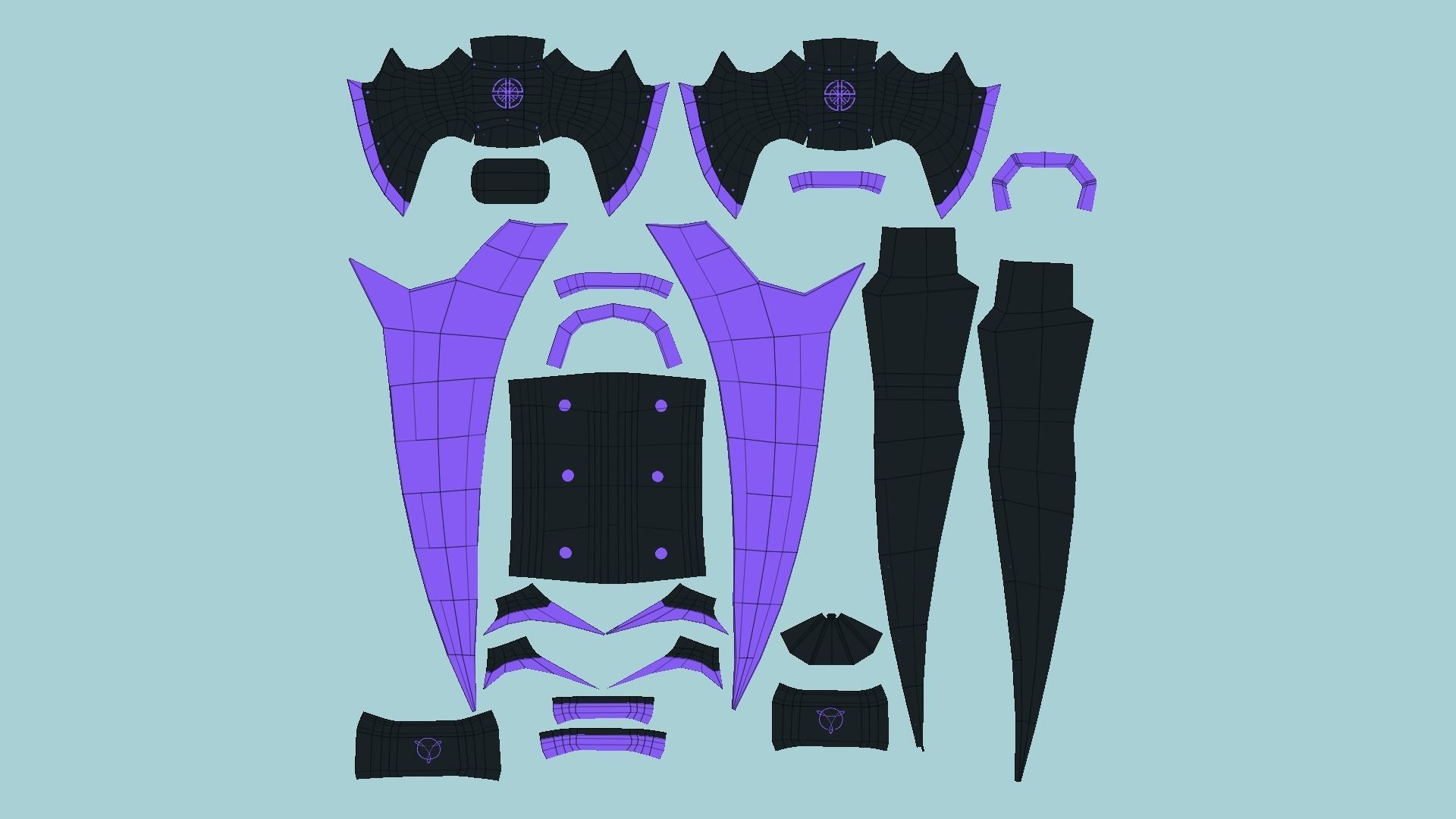 Medieval Dagger 09 Cartoon Purple - Fantasy Character Weapon Low-poly 3D model_5