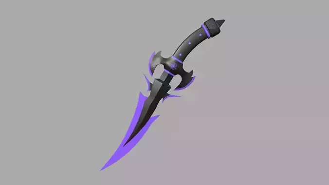 Medieval Dagger 09 Cartoon Purple - Fantasy Character Weapon