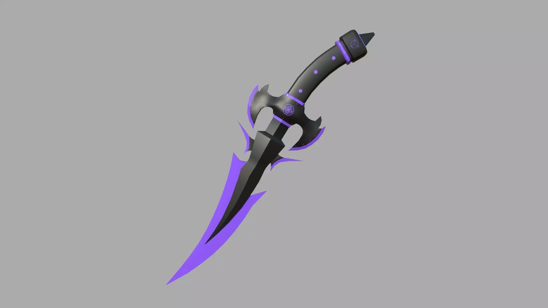 Medieval Dagger 09 Cartoon Purple - Fantasy Character Weapon Low-poly 3D model_0