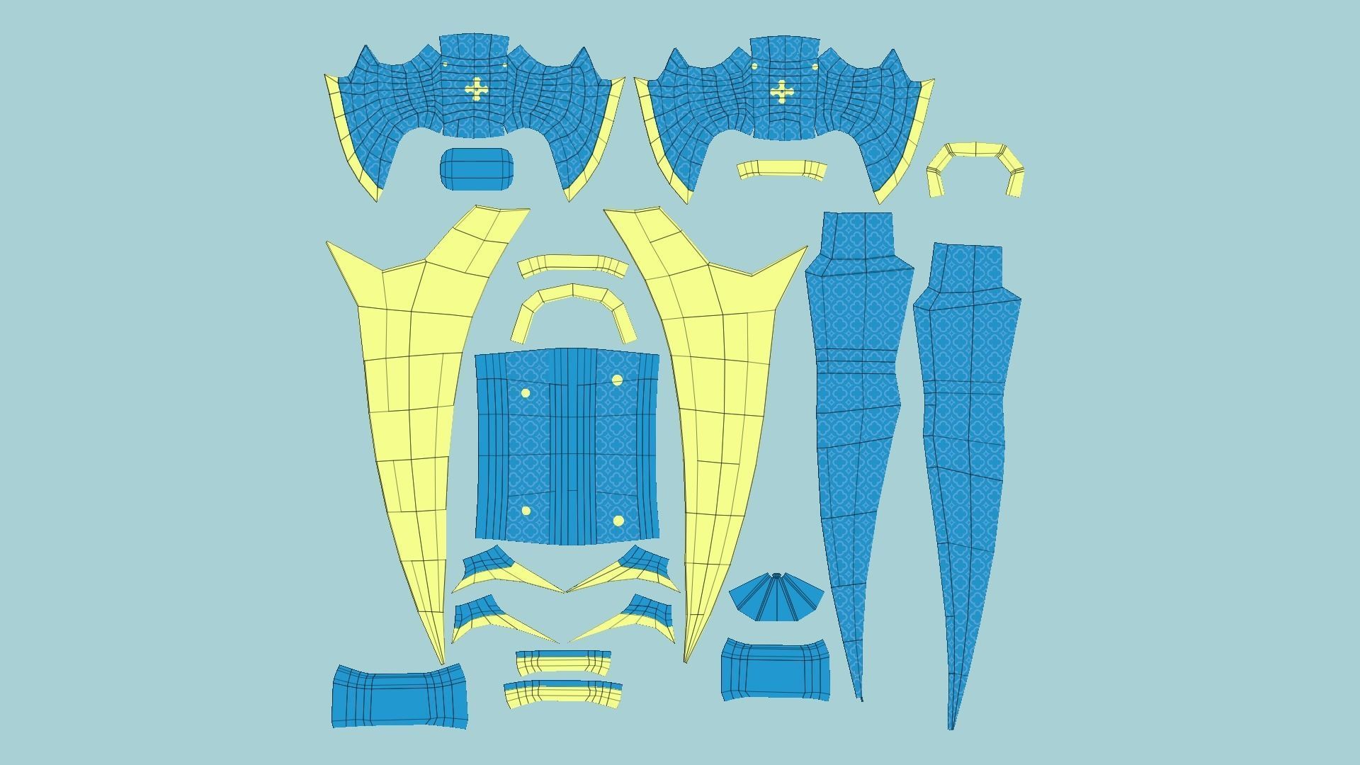 Medieval Dagger 10 Cartoon Blue - Fantasy Character Weapon Low-poly 3D model_5