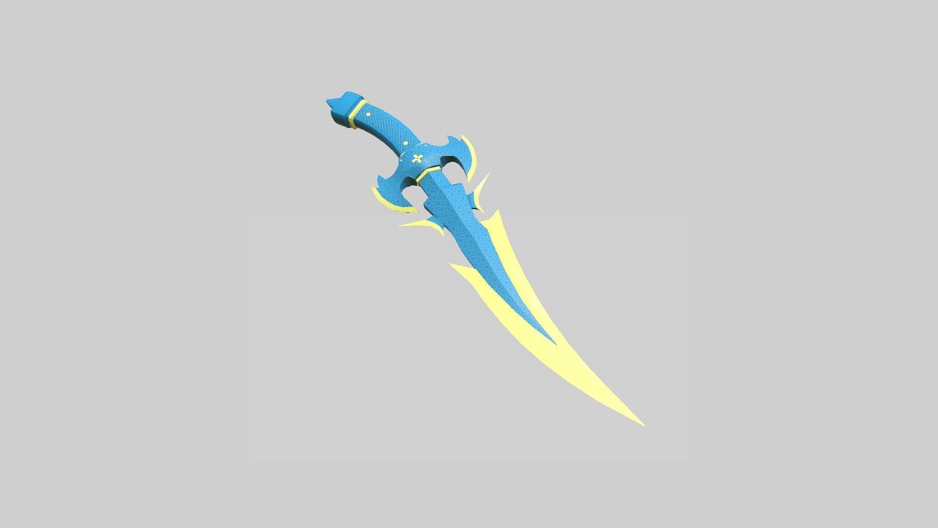 Medieval Dagger 10 Cartoon Blue - Fantasy Character Weapon Low-poly 3D model_1