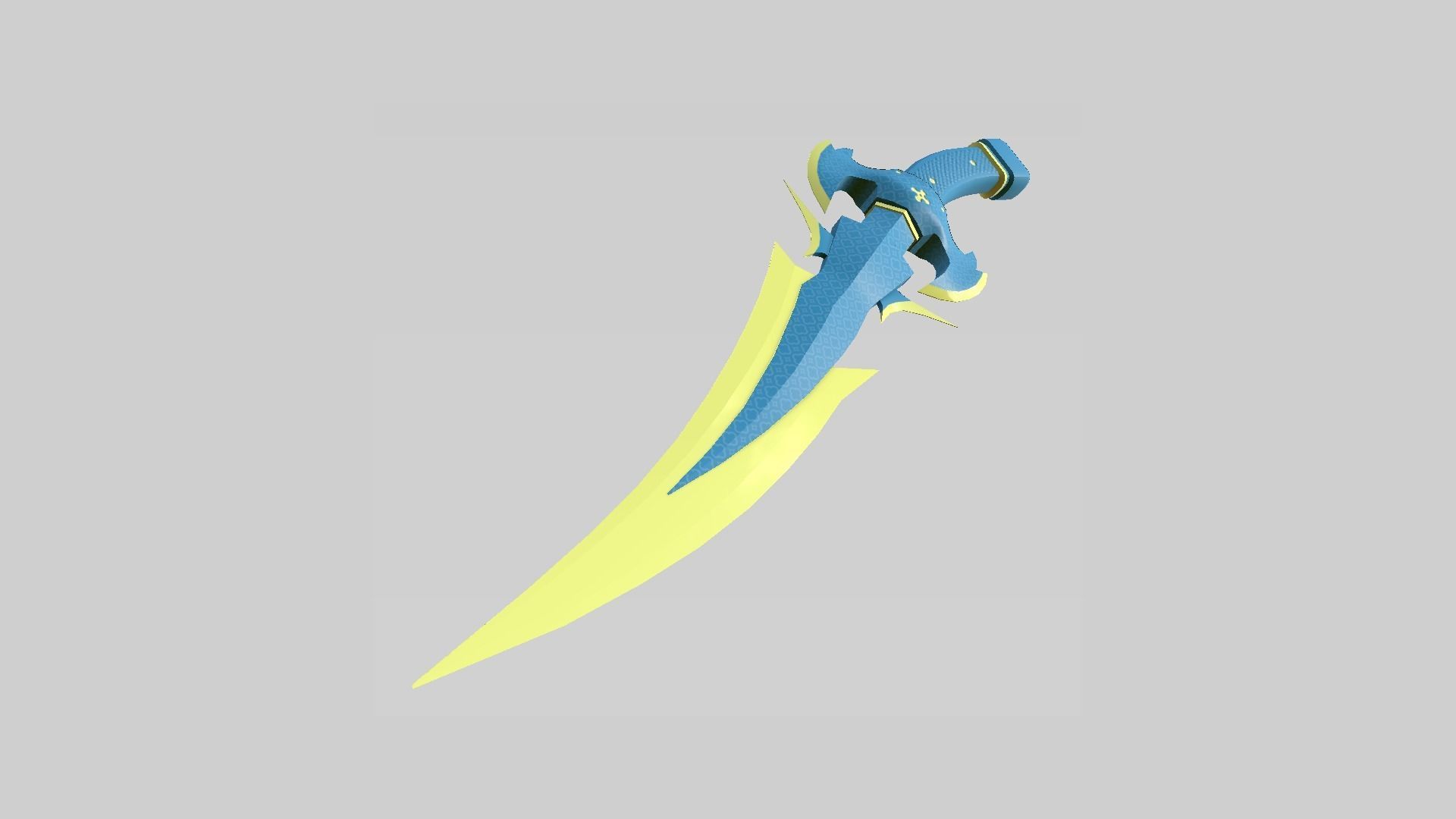 Medieval Dagger 10 Cartoon Blue - Fantasy Character Weapon Low-poly 3D model_3