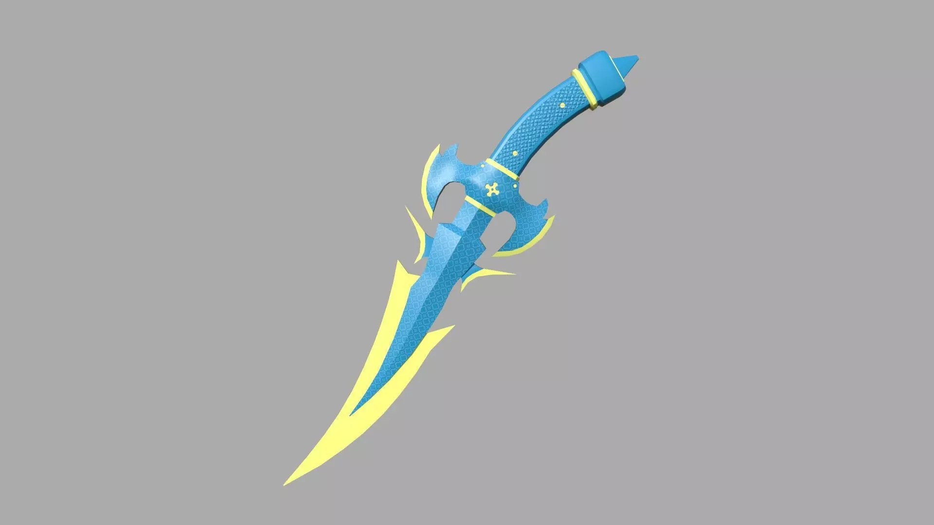 Medieval Dagger 10 Cartoon Blue - Fantasy Character Weapon Low-poly 3D model_0