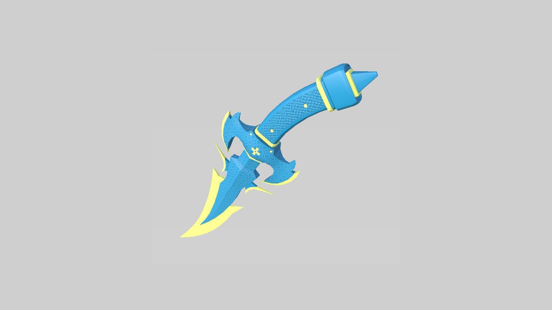 Medieval Dagger 10 Cartoon Blue - Fantasy Character Weapon Low-poly 3D model_2