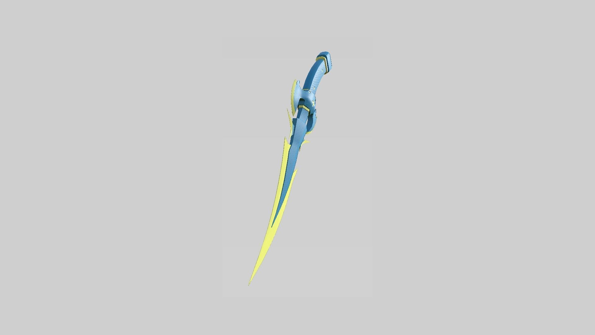 Medieval Dagger 10 Cartoon Blue - Fantasy Character Weapon Low-poly 3D model_4