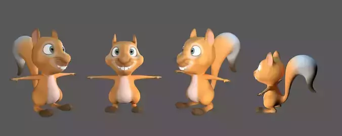 3D Model Cartoon Squirrel Character Mascot