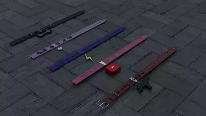 Dog collars in different styles 3D model