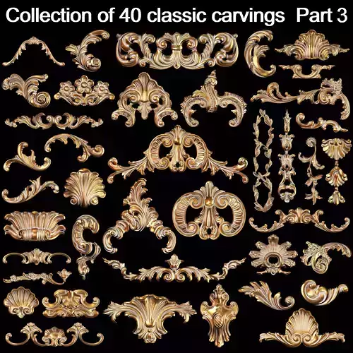 Collection of 40 classic carvings Part 3 3D model