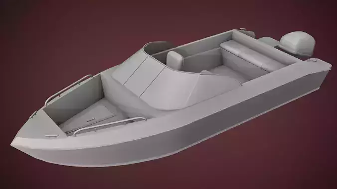 boat with motor low-poly game ready