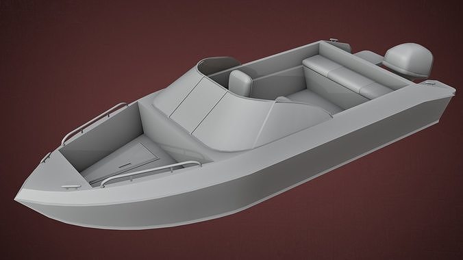 boat with motor low-poly game ready Low-poly 3D model