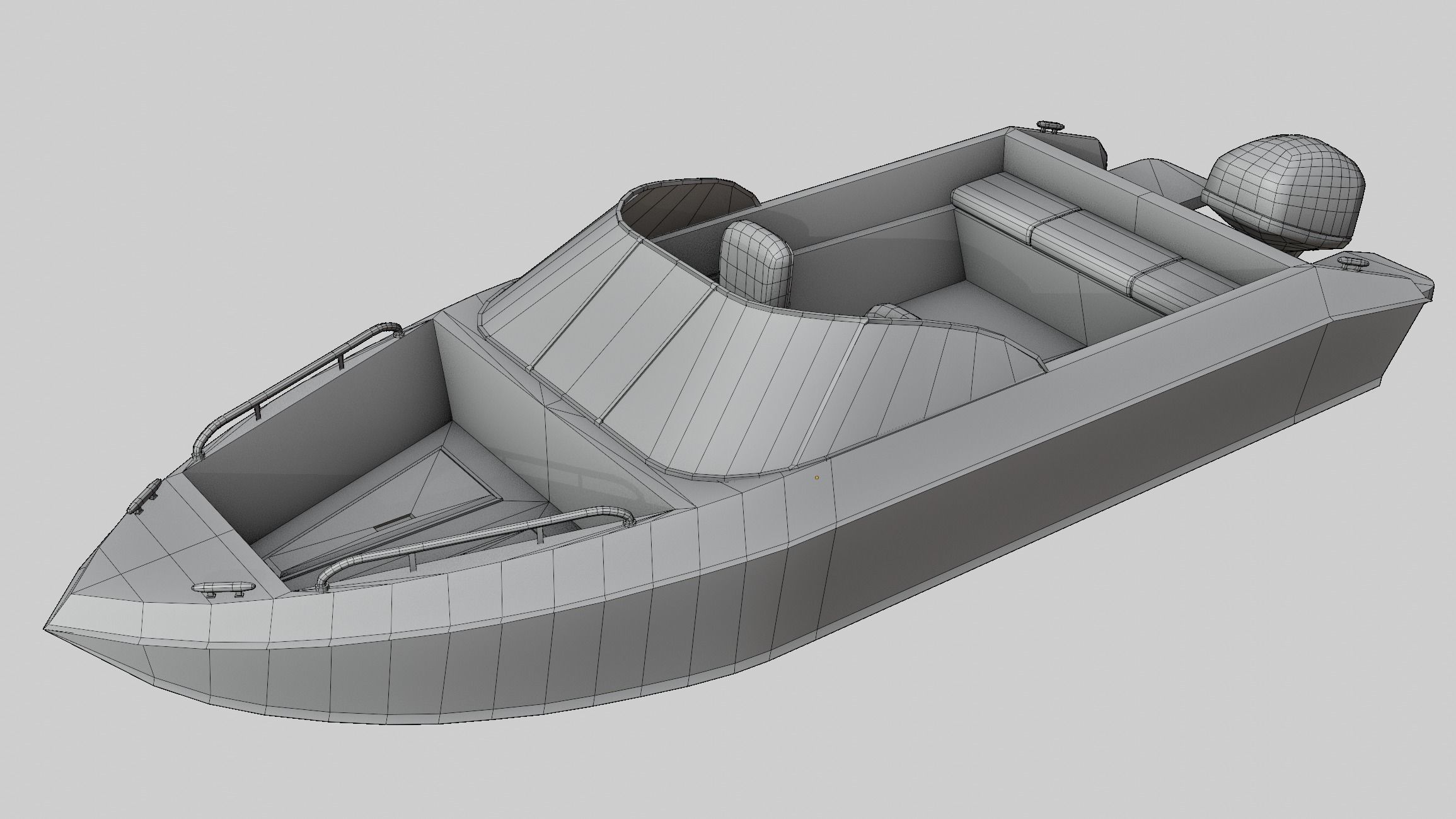 boat with motor low-poly game ready Low-poly 3D model_1
