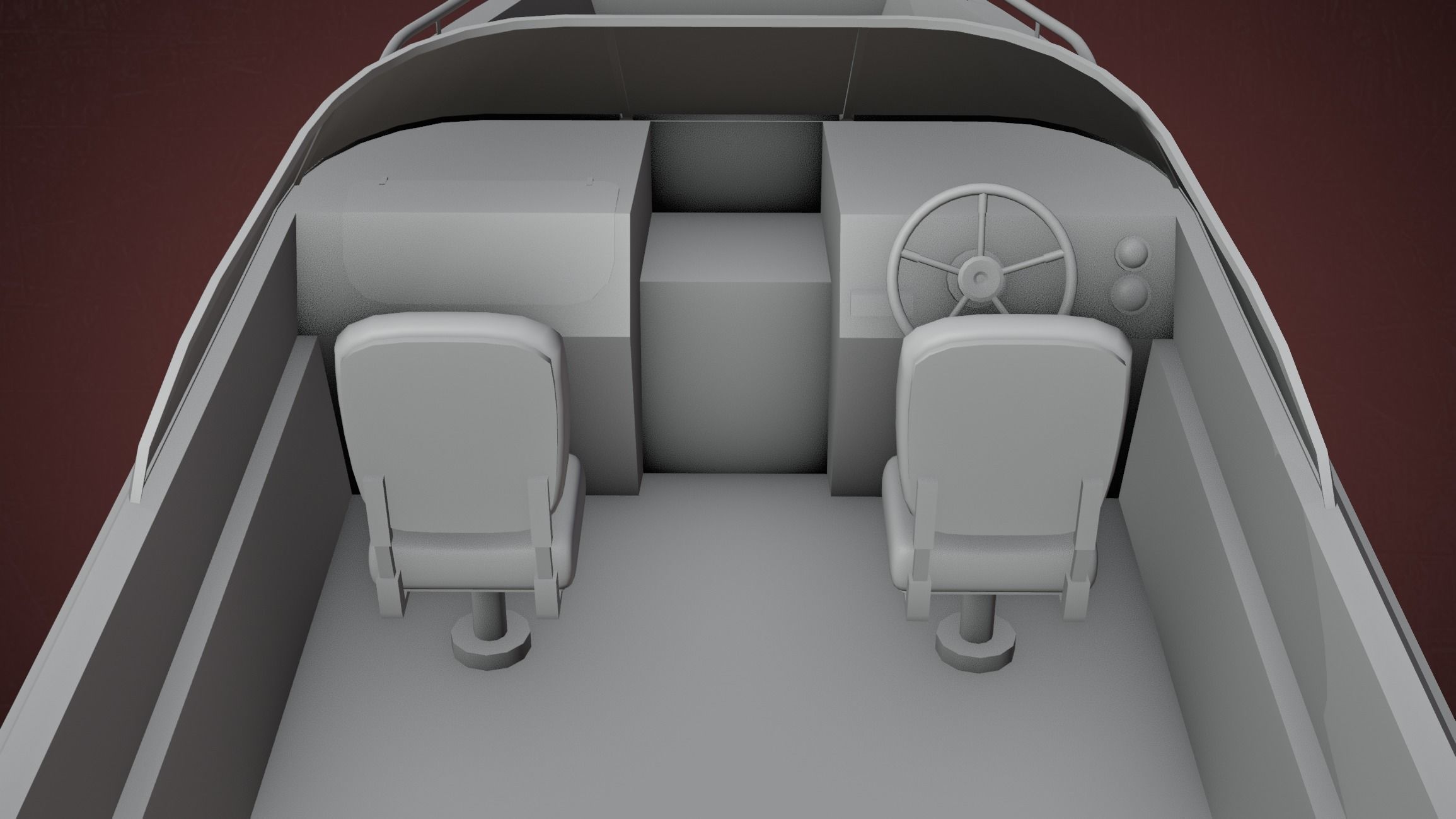 boat with motor low-poly game ready Low-poly 3D model_2