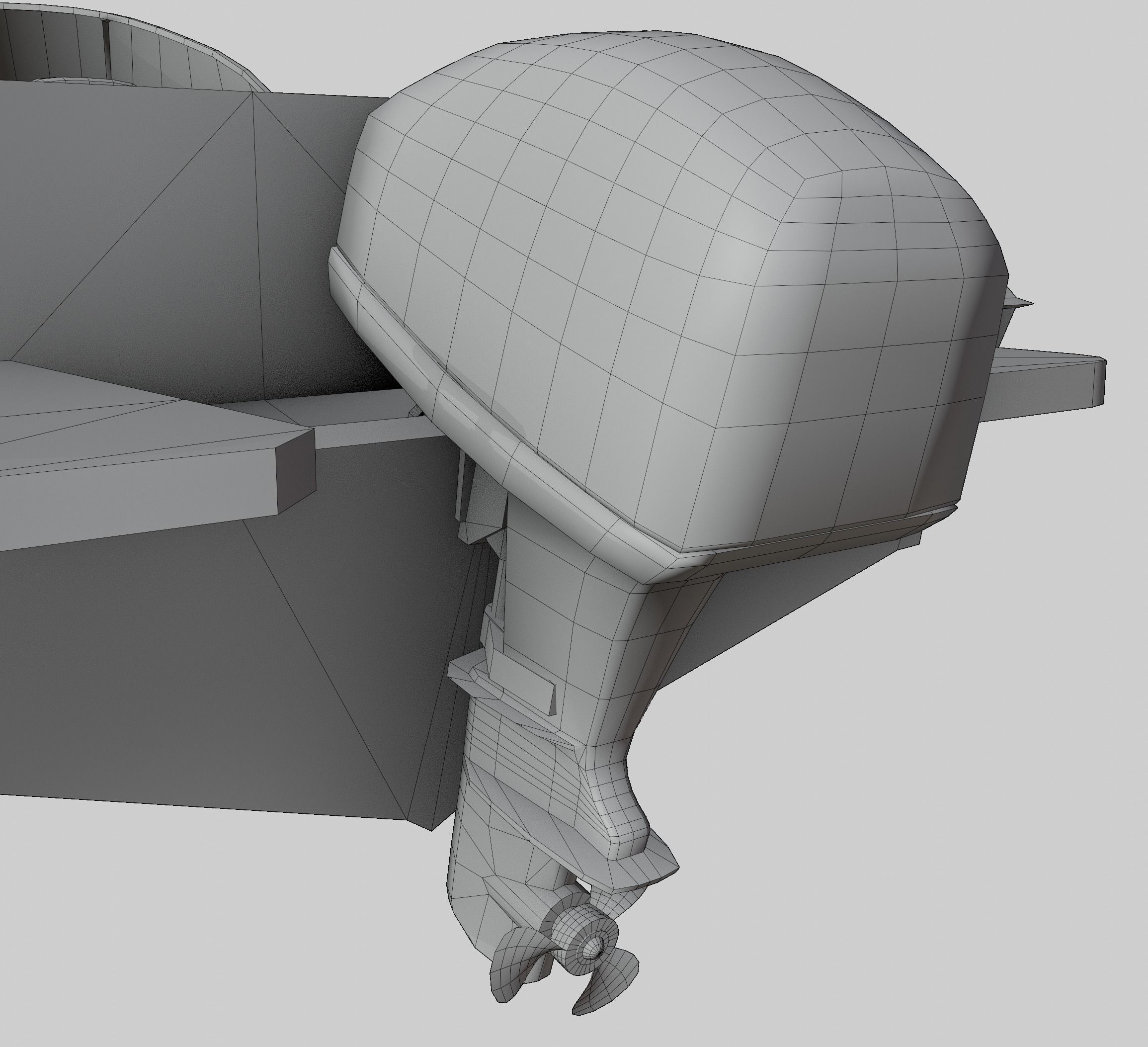 boat with motor low-poly game ready Low-poly 3D model_7