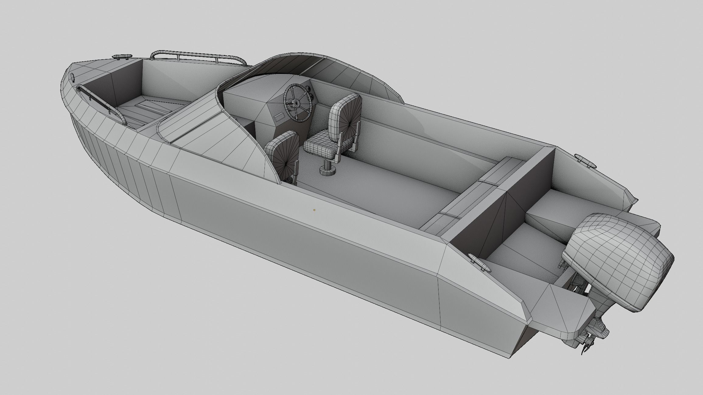 boat with motor low-poly game ready Low-poly 3D model_5