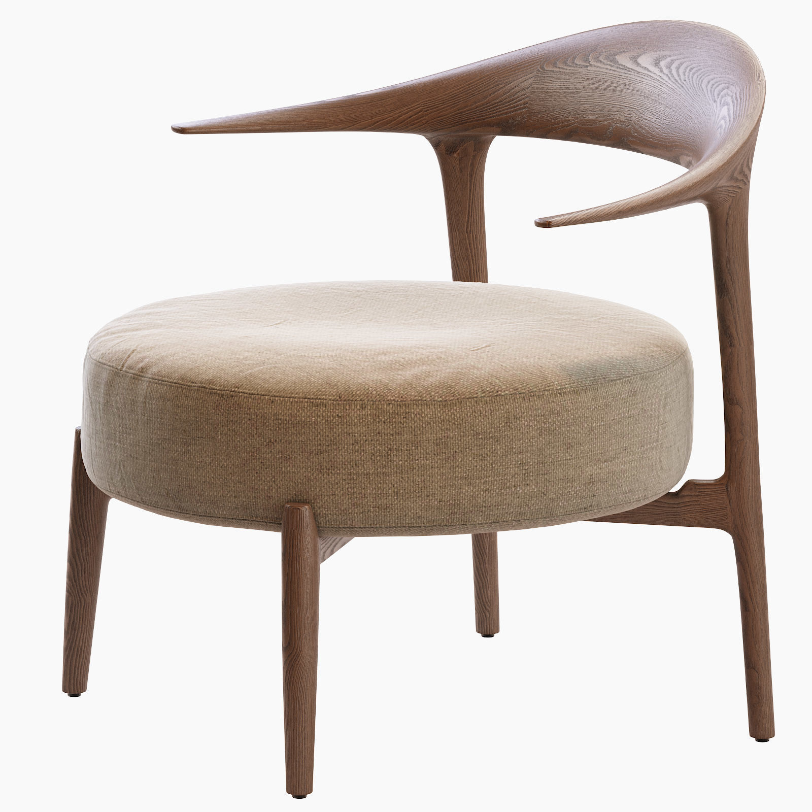 RIPPLE lounge chair with wooden frame and fabric 3D model_1