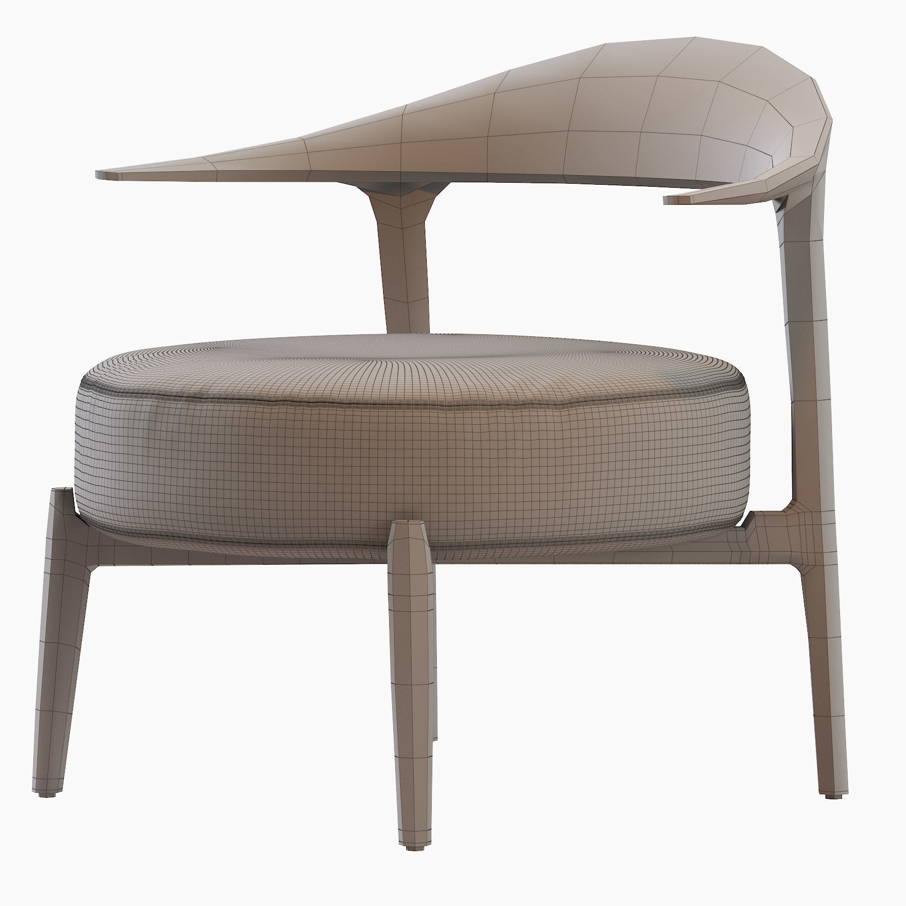 RIPPLE lounge chair with wooden frame and fabric 3D model_4