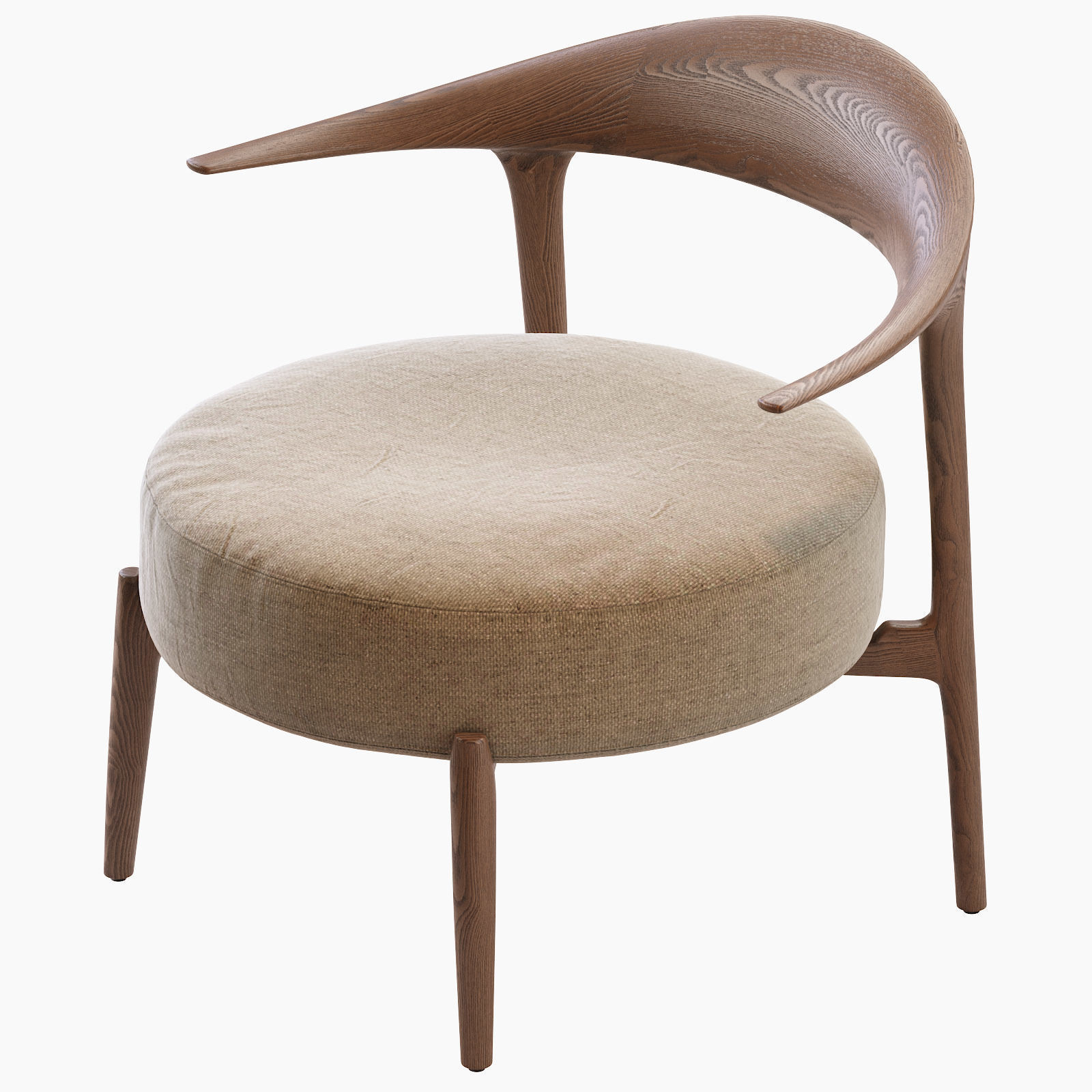 RIPPLE lounge chair with wooden frame and fabric 3D model_3