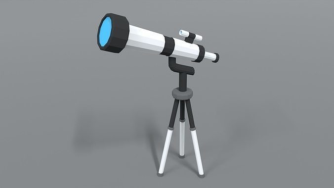 Low Poly Cartoon Telescope Low-poly 3D model