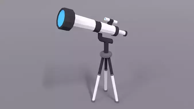 Low Poly Cartoon Telescope Low-poly 3D model