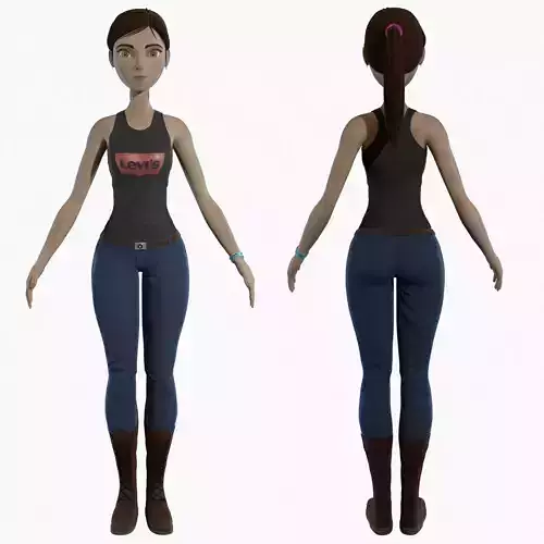 Cartoon Brunette Girl