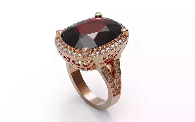Cushion ring with diamonds
