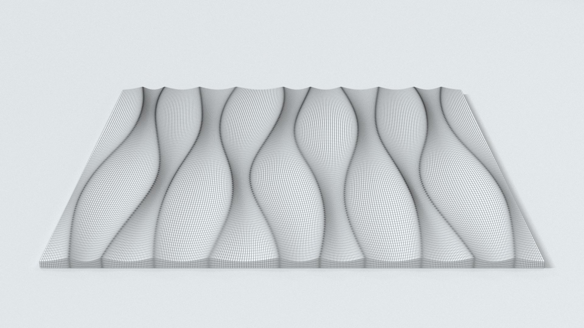 Decorative seamless Wall Panel Waves 3D print model_8