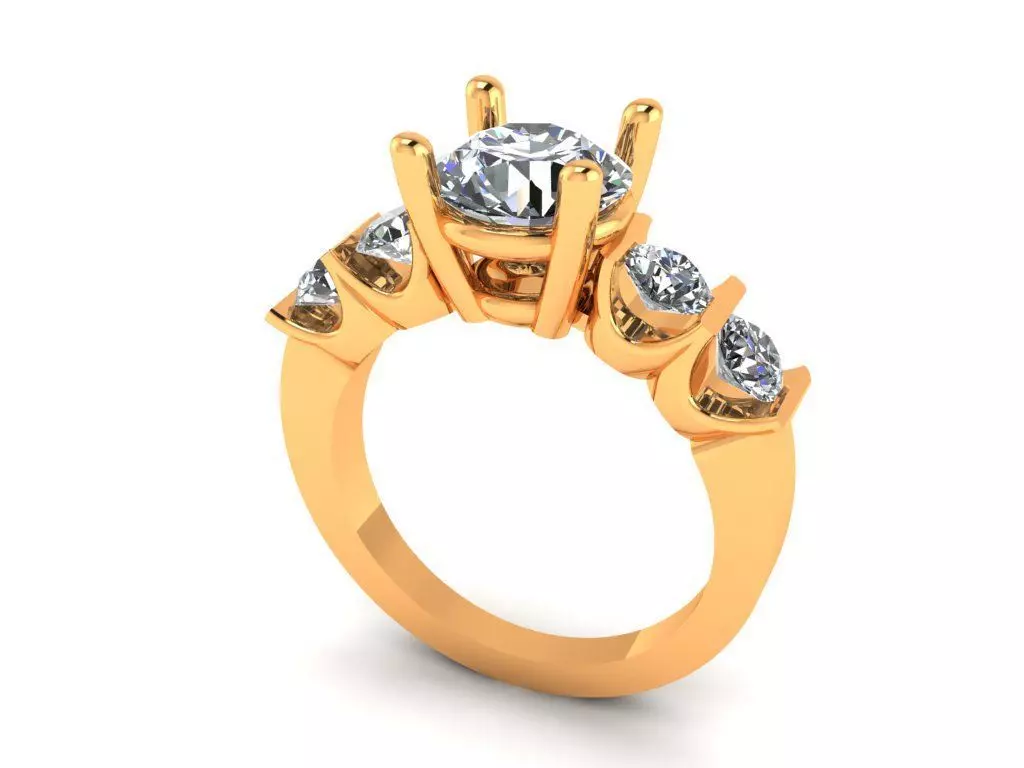 5 stone ring 391 3D print model