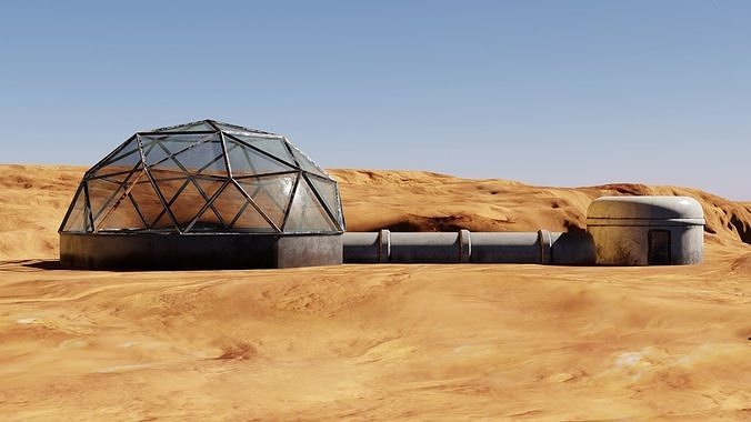 Mars base Low-poly 3D model