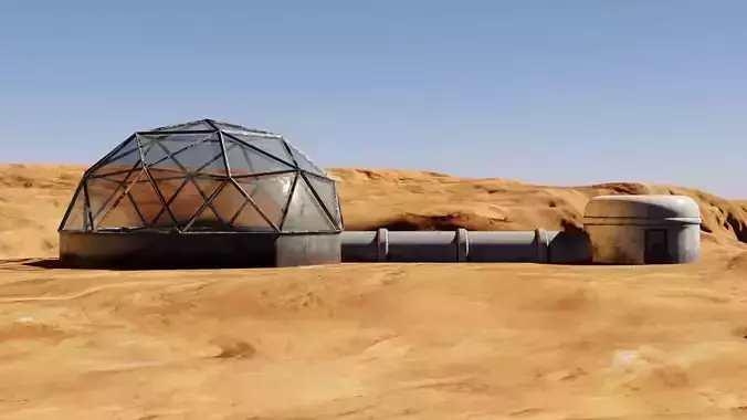 Mars base Low-poly 3D model