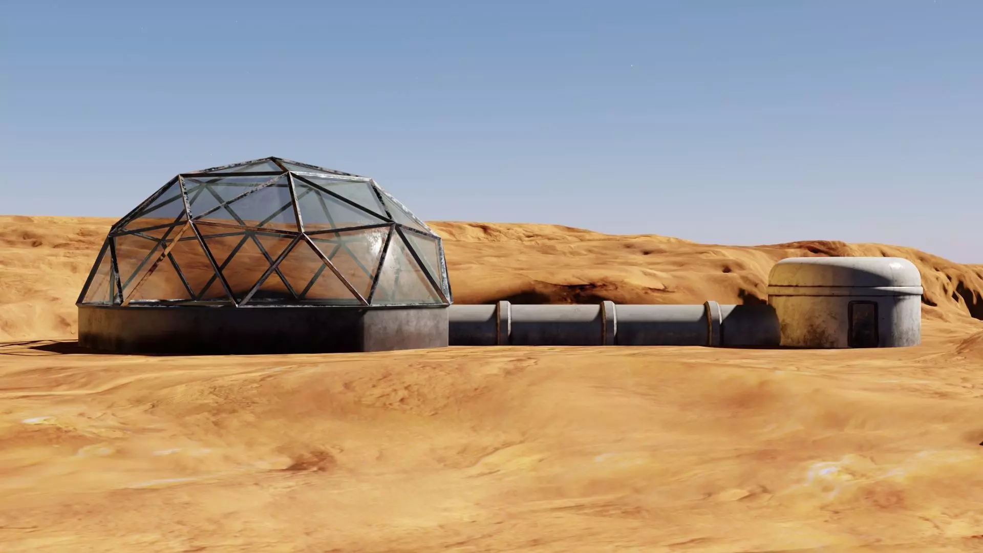 Mars base Low-poly 3D model_0