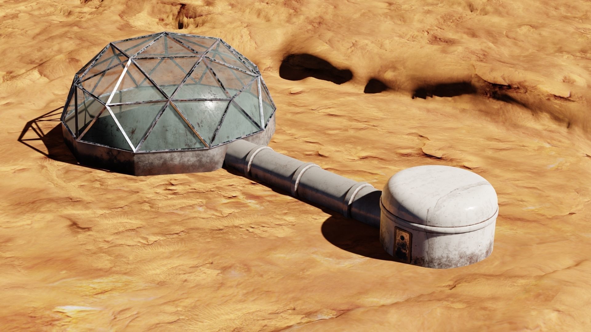 Mars base Low-poly 3D model_1