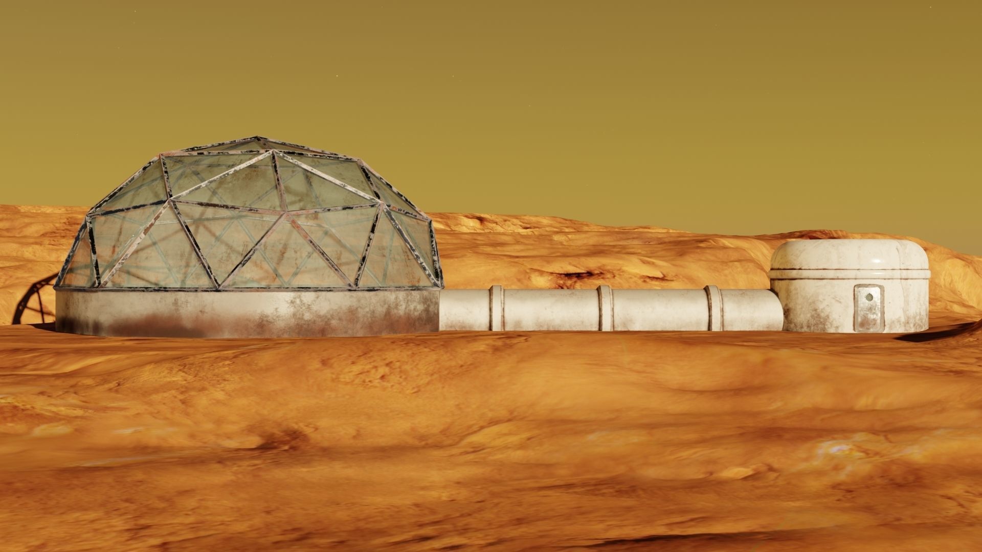 Mars base Low-poly 3D model_9