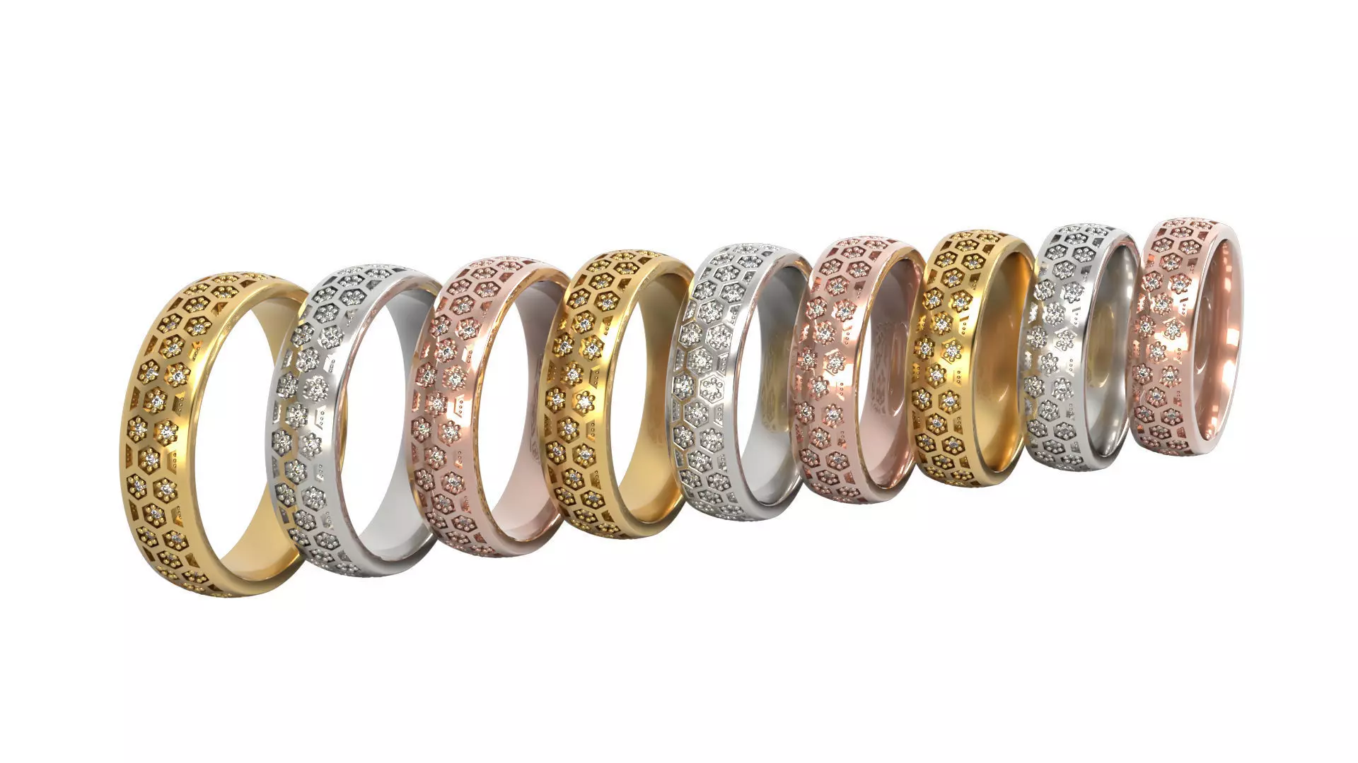 Honeycomb ring Size 5 - 9 US 3D Model Pack