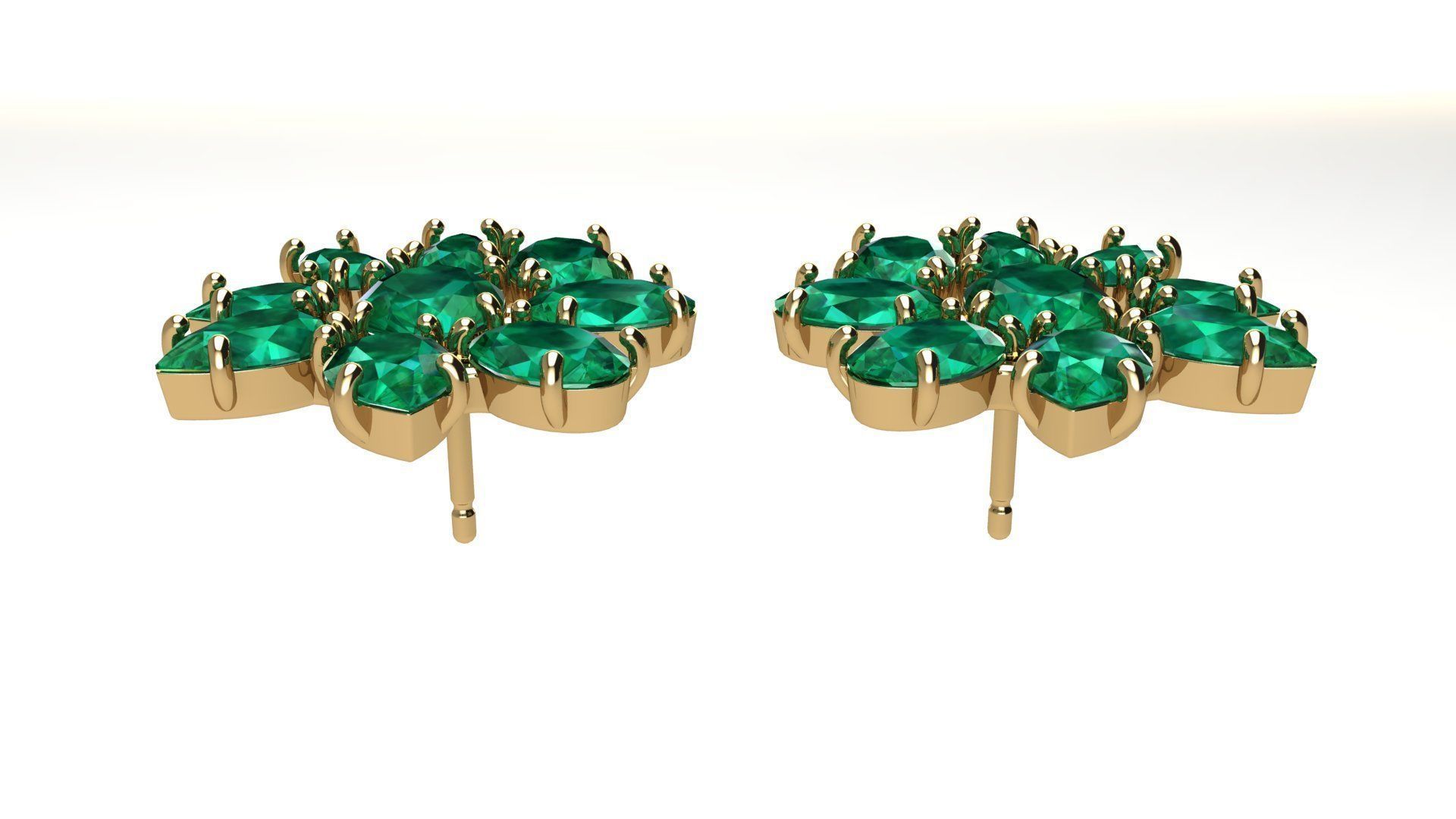 Pear and Oval Gems Earrings 3D print model_3