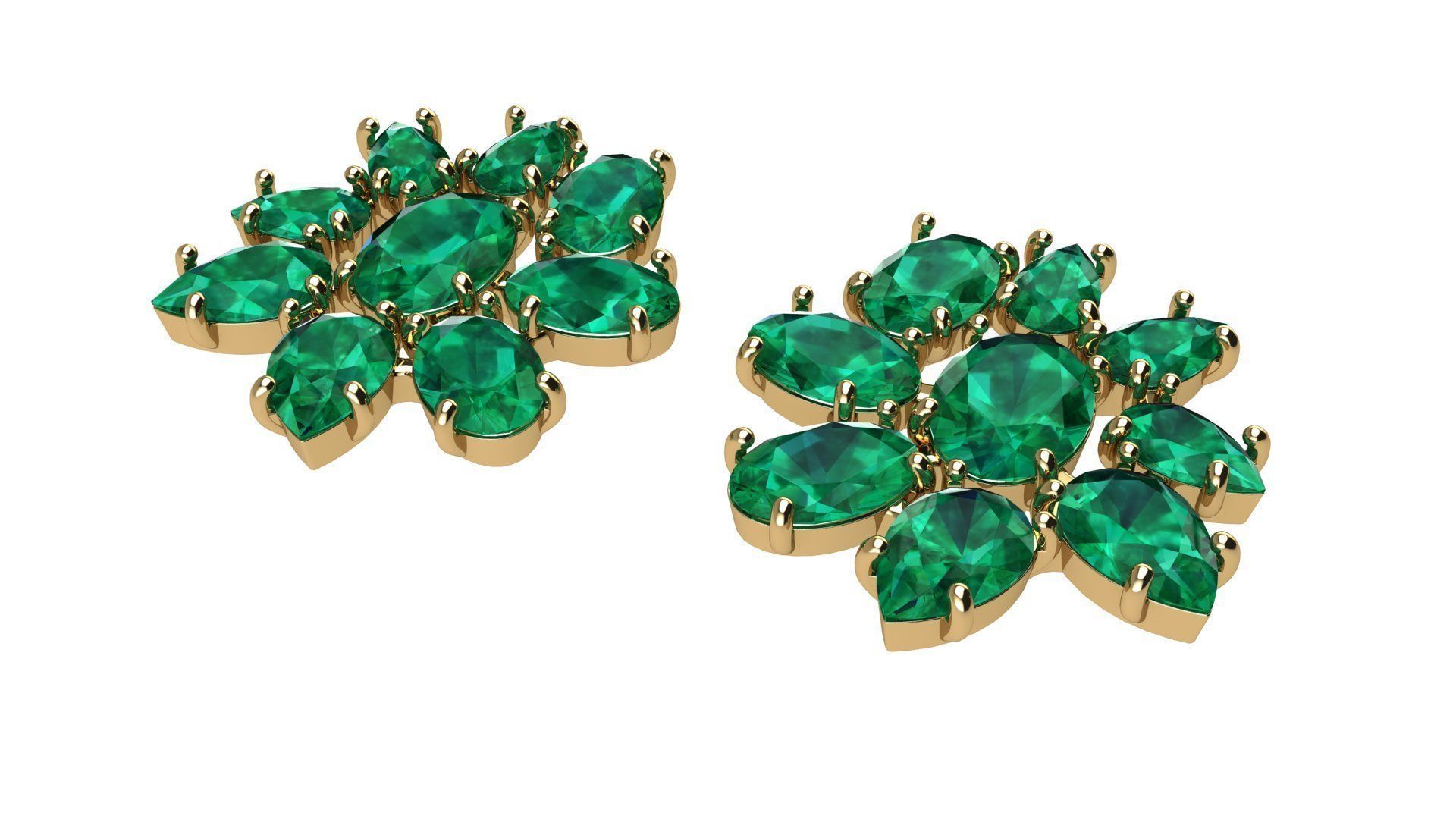 Pear and Oval Gems Earrings 3D print model_2