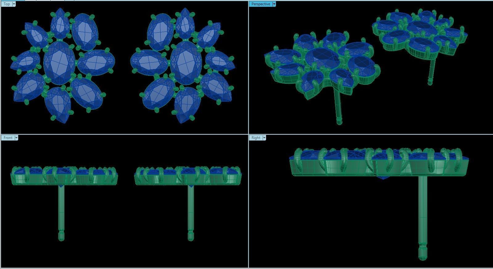 Pear and Oval Gems Earrings 3D print model_1