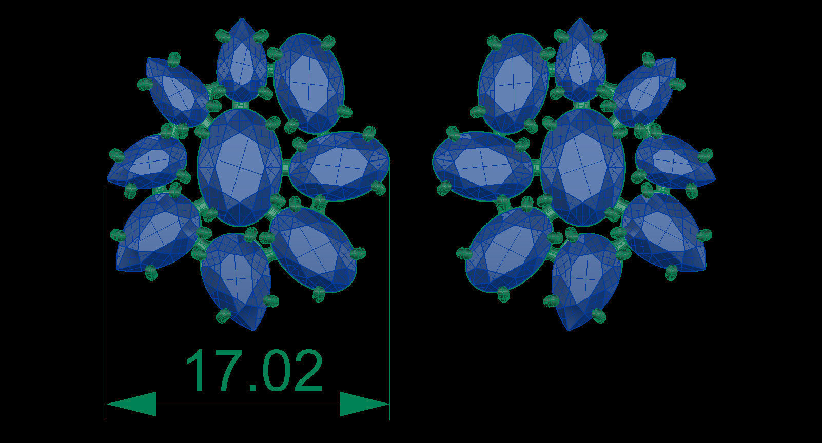 Pear and Oval Gems Earrings 3D print model_10