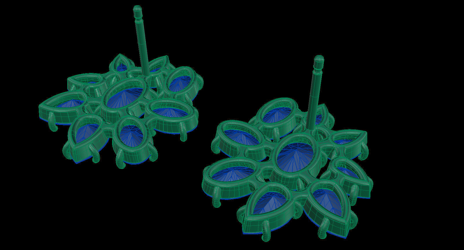 Pear and Oval Gems Earrings 3D print model_12