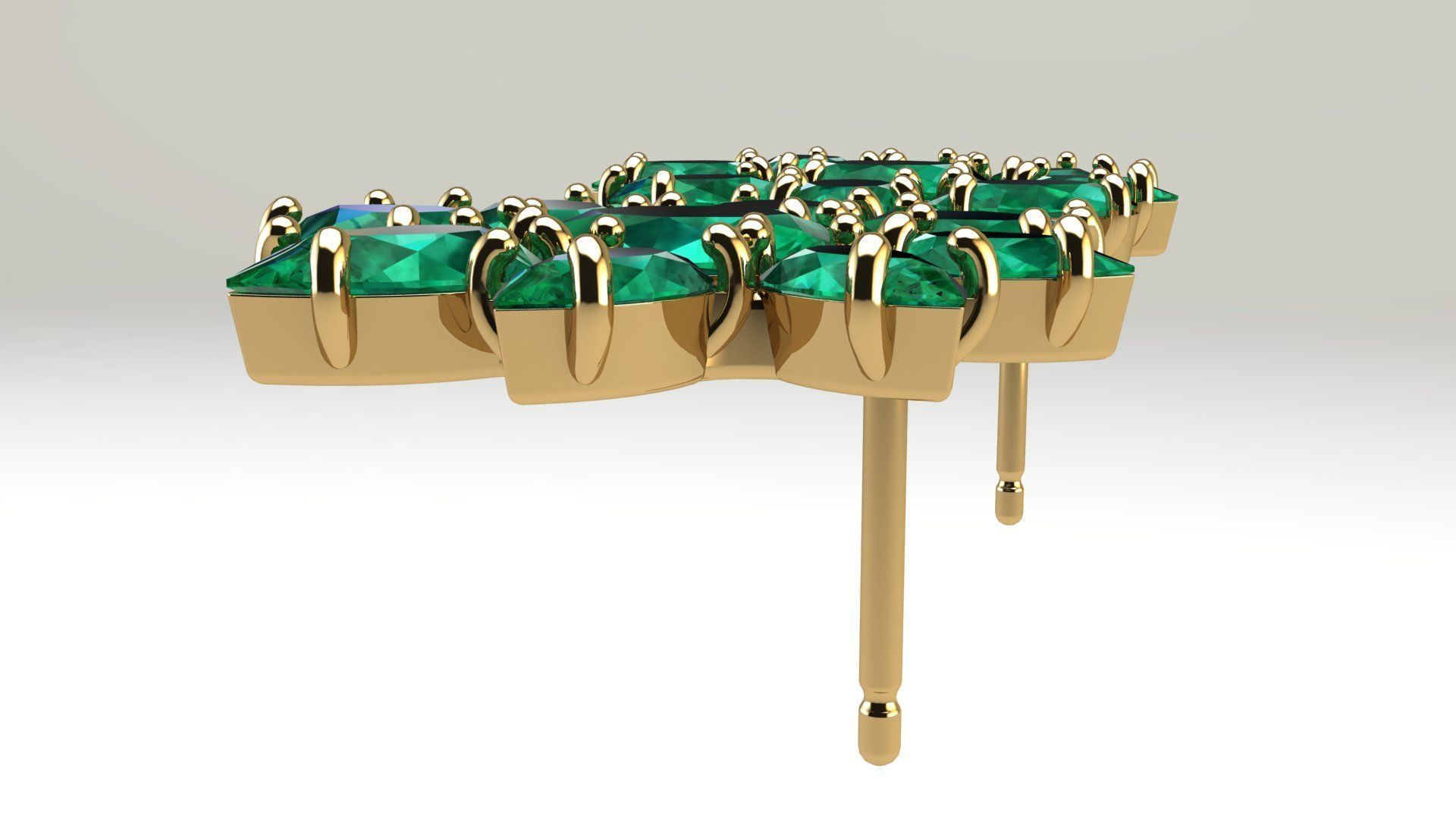 Pear and Oval Gems Earrings 3D print model_4